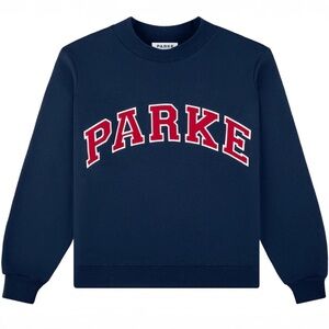 Parker Navy Crewneck with Red Collegiate Logo